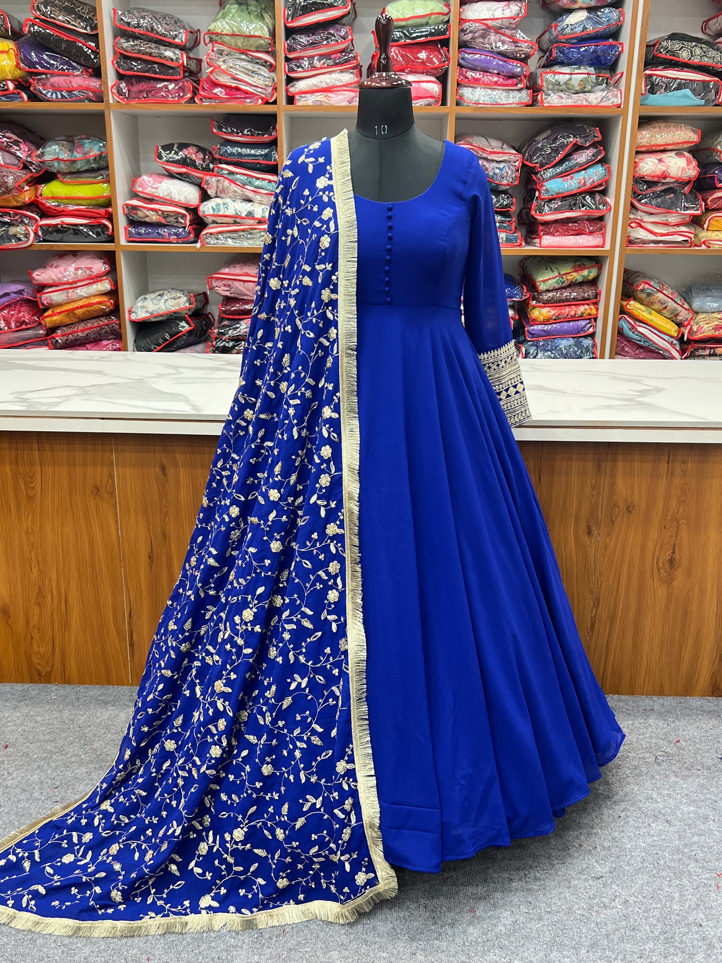 Pure Soft Fox Georgette Gown Dupatta Full Set With Pent Ready to Wear