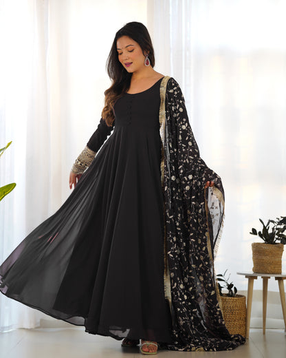 Pure Soft Fox Georgette Gown Dupatta Full Set With Pent Ready to Wear