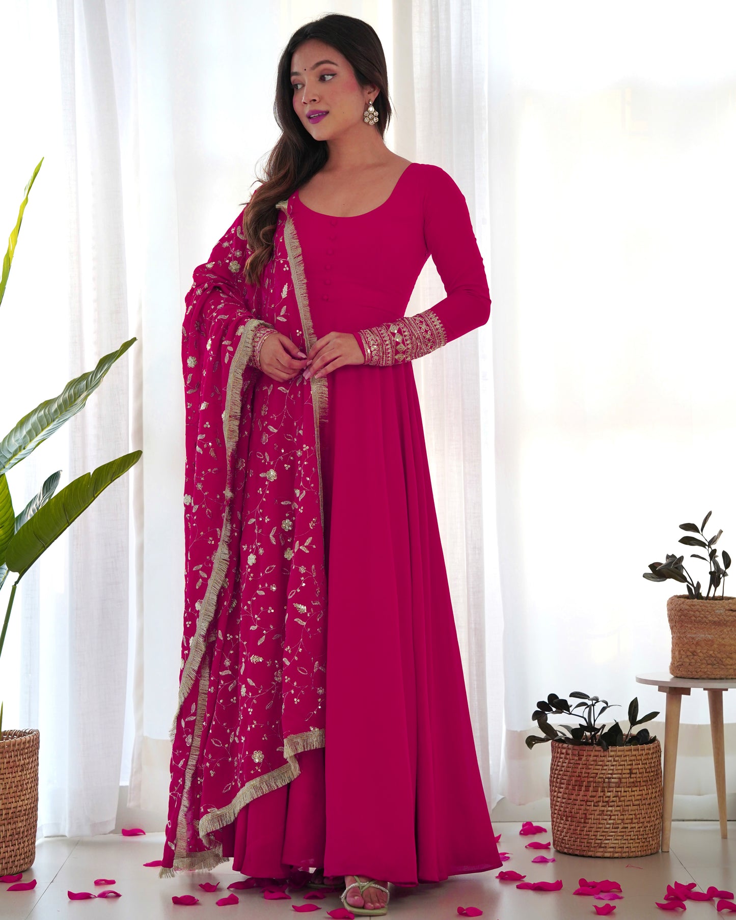 Pure Soft Fox Georgette Gown Dupatta Full Set With Pent Ready to Wear