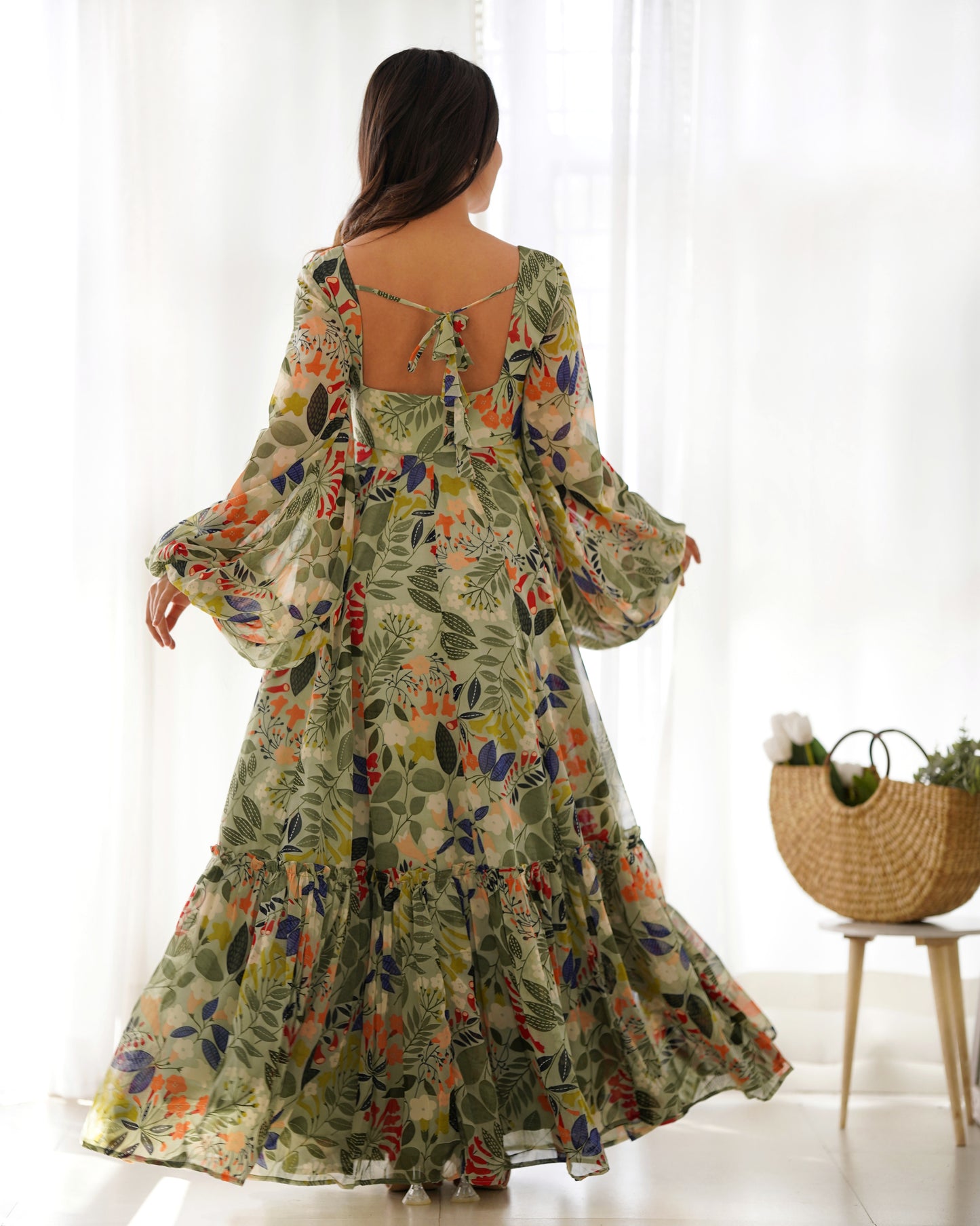 Soft Fox Georgette Floral Print Fully Flair Maxi Ready to Wear