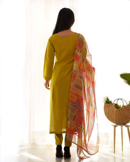 New Summer & Office Wear: Pure Soft Heavy Viscose Straight Fit Kurta with Dupatta Set, Pant