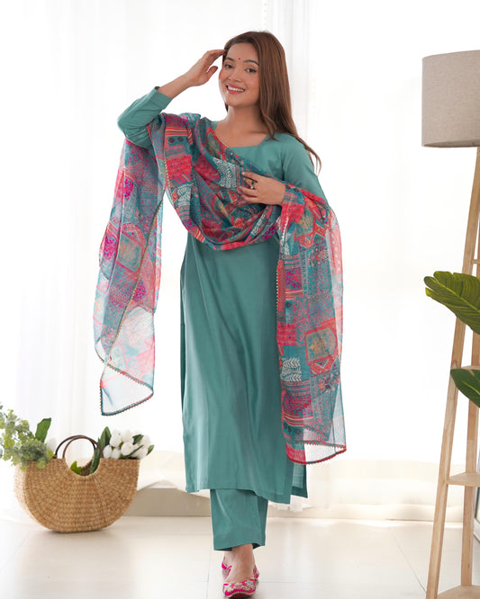 New Summer & Office Wear Viscose Kurta with Dupatta and Pants - Ready to Wear