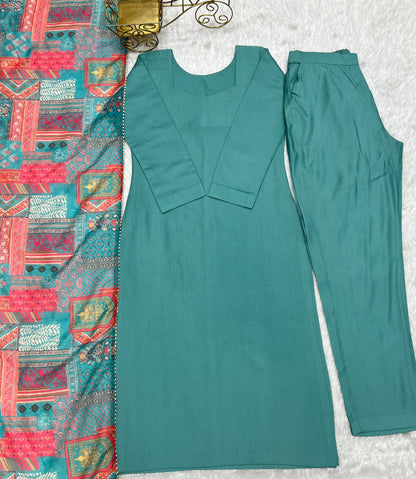 New Summer & Office Wear Viscose Kurta with Dupatta and Pants - Ready to Wear