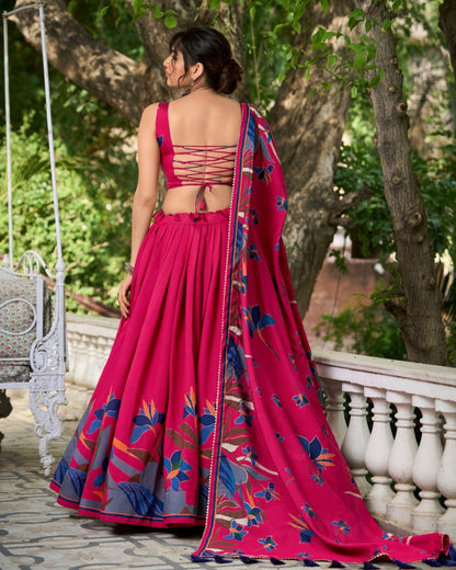 Exquisite Floral Fantasy Viscose Chanderi Lehenga Choli Set