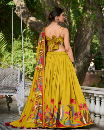 Exquisite Floral Fantasy Viscose Chanderi Lehenga Choli Set