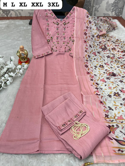 Elegant Handcrafted Kurti Set with Dupatta & Pants - Perfect for Any Occasion