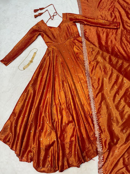 Original Banarasi Tissu Two-Tone with Embroidery & 3mm Sequin Thread Work