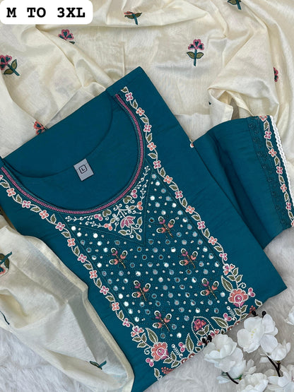 Royal Radiance Hand Work Muslin Kurti Set