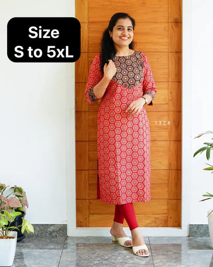 Ajrakh Print Cotton Kurti - Ethnic Wear, Comfortable & Stylish