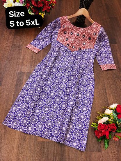 Ajrakh Print Cotton Kurti - Ethnic Wear, Comfortable & Stylish