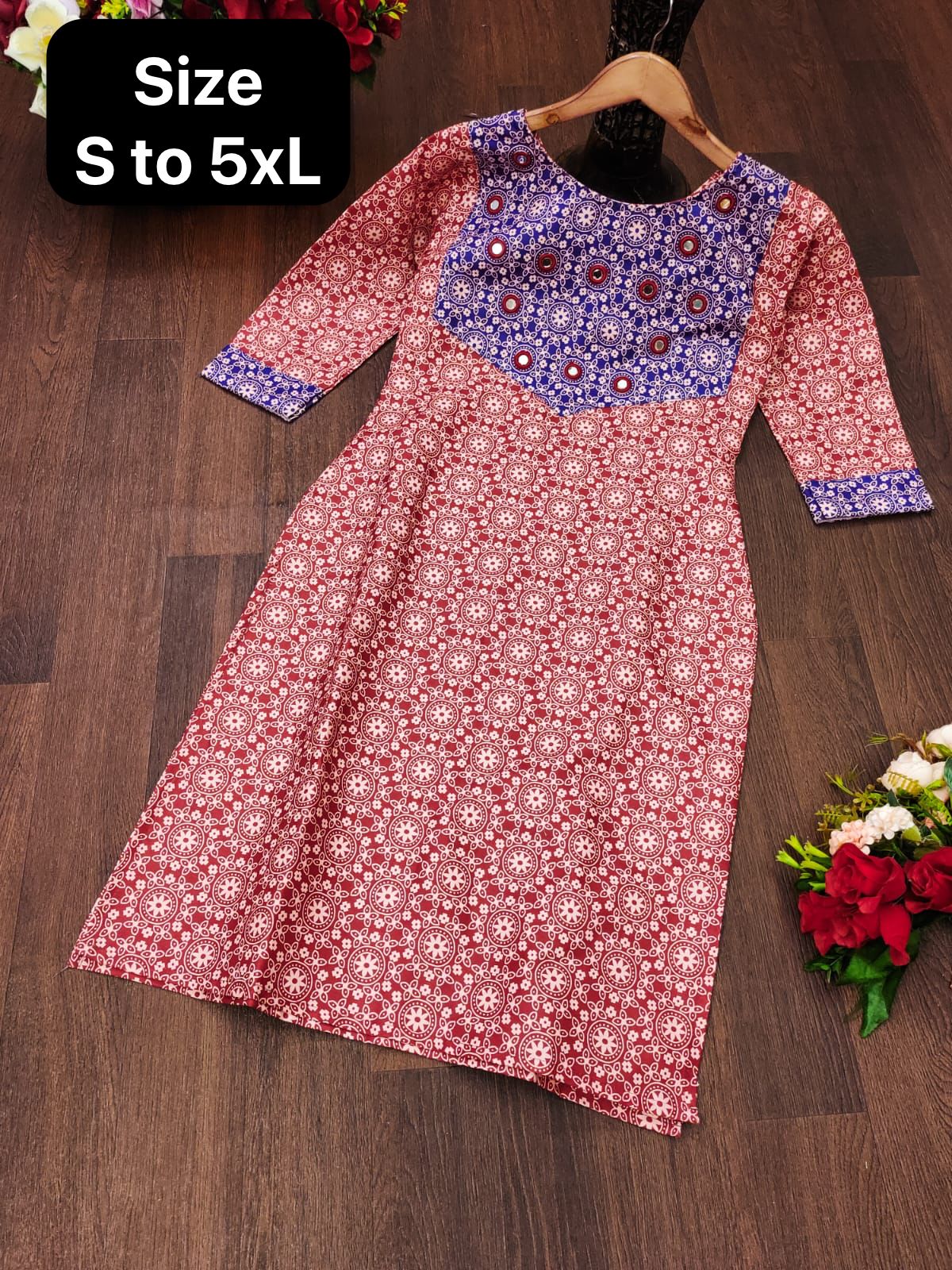 Ajrakh Print Cotton Kurti - Ethnic Wear, Comfortable & Stylish