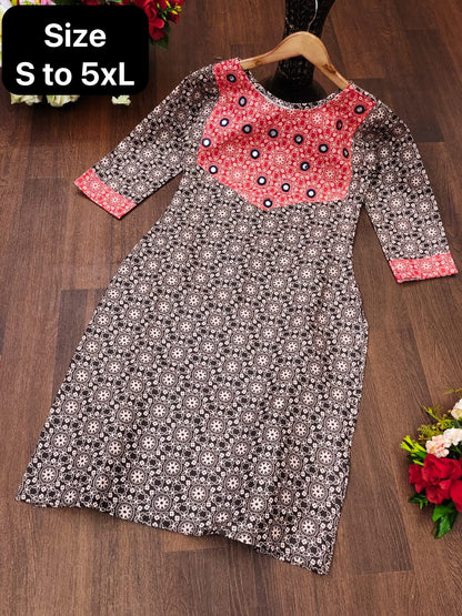 Ajrakh Print Cotton Kurti - Ethnic Wear, Comfortable & Stylish